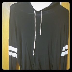 Khols black hoodie with white stripes